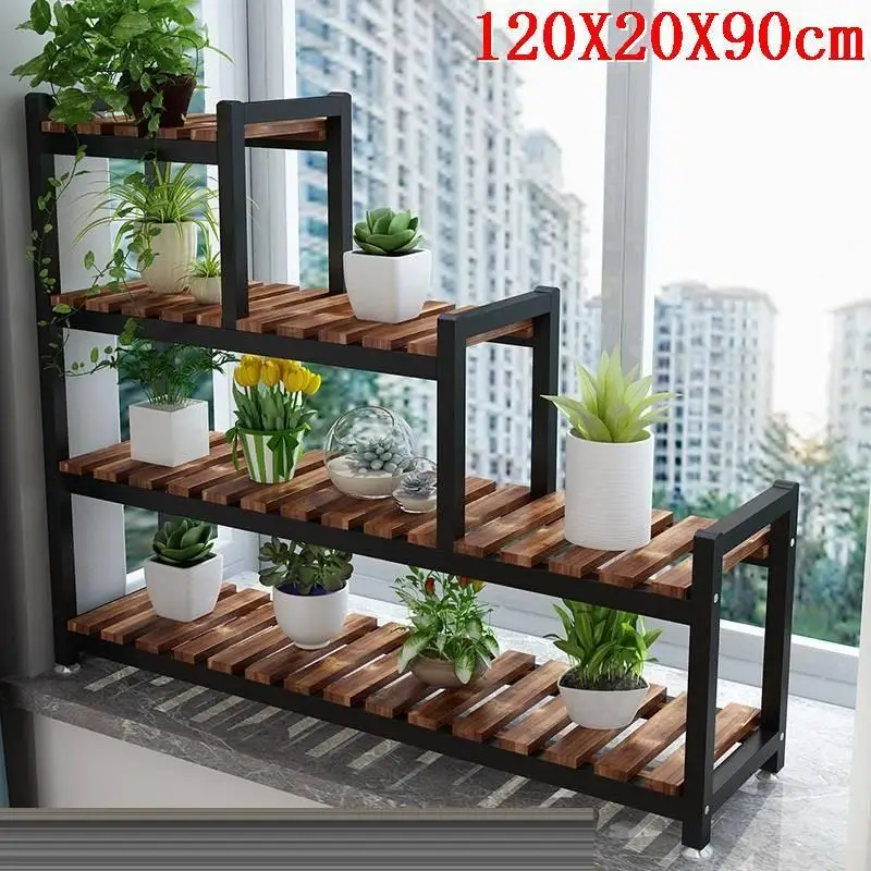 Decorativa Madera Indoor Plant Estanteria Para Plantas Pot Balcony Shelf Dekoration Stojak Na Kwiaty Outdoor Flower Stand - Color: Number 4