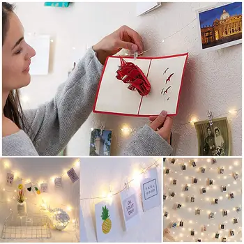 

17Ft 50led Photo Clip USB LED String Lights Fairy Lights Outdoor Battery Operated Garland Christmas Decoration Party Wedding Xma