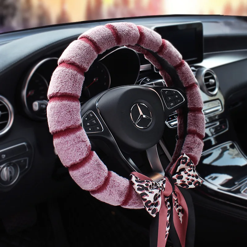 

Authentic Soft Lazy rabbit Car Stretch-on Steering Wheel Cover / Soft Lazy rabbit hair braid on the steering-Wheel Protector