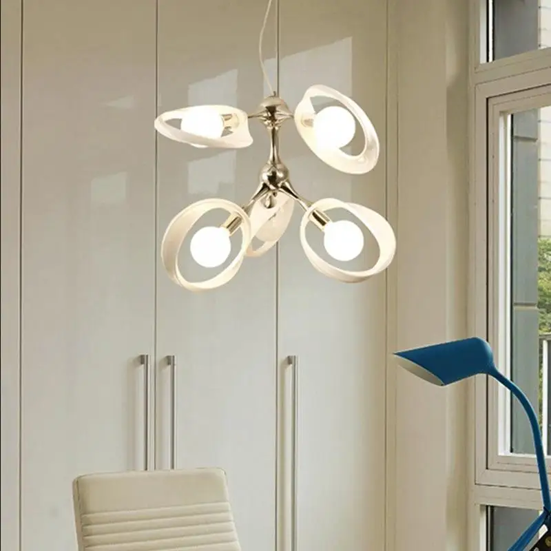 Скандинавский белый/черный светодиодный подвесной светильник из смолы, подвесная декоративная лампа для дома, подвесной светильник для спальни, кабинета, столовой, ресторана - Цвет корпуса: 5 Heads -White