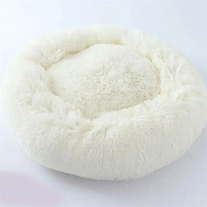 Round Plush Cat Bed House Soft Long Plush Cat Bed Best Pet Dog Bed For Small Dogs Cats Nest Winter Warm Sleeping Bed Puppy Mat