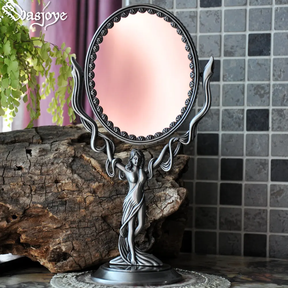 

European style retro overturn table mirror two-sided creativity loveliness A small desktop princess cosmetic mirror toilet glass