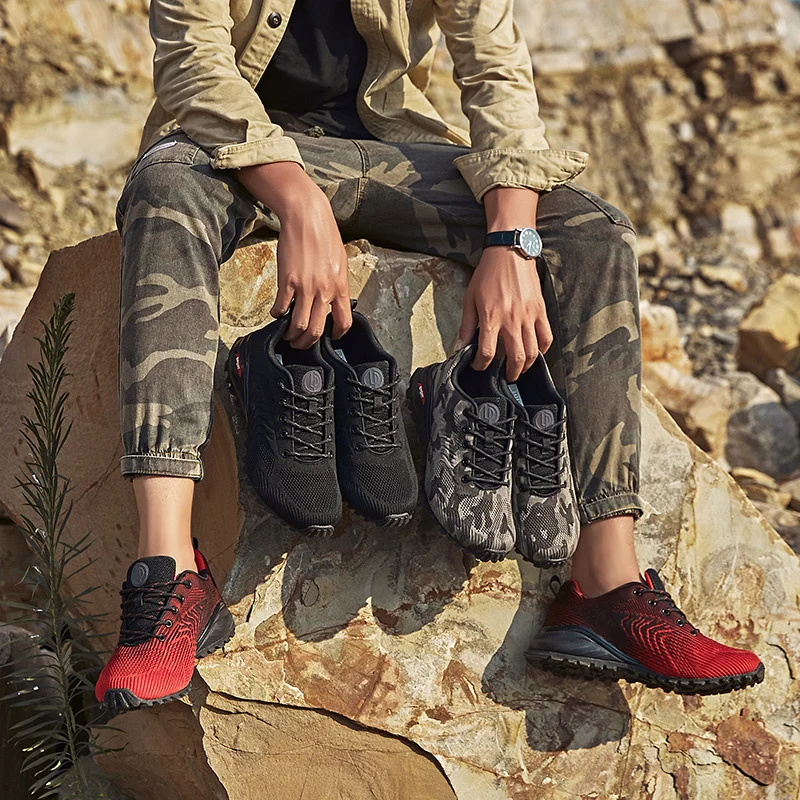 High Quality Camouflage Lightweight Men Hiking Shoes Non-slip Climbing Shoes Outdoor Sport Hard-Wearing Sneaker Big Size 39-47