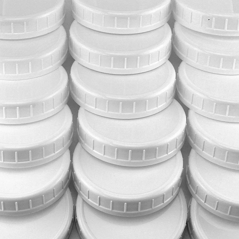 Plastic Mason Jar Regular Mouth Screw-On White Lids-24 Pack-Standard Size Jar Storage Caps