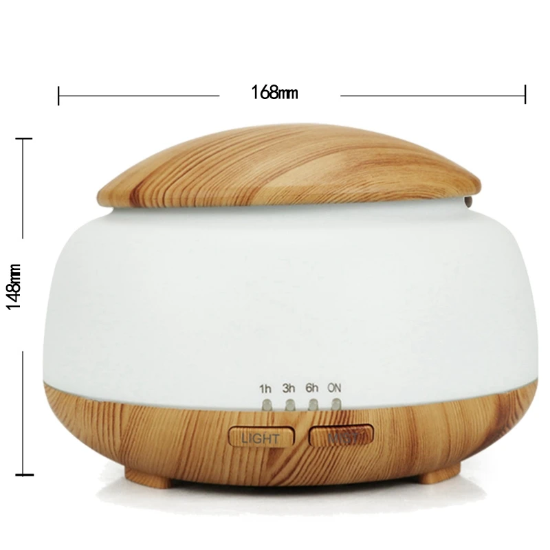 300Ml Ultrasonic Air Humidifier Aroma Essential Oil Diffuser With Wood Grain 7 Color Changing Led Lights For Bedroom Living Room