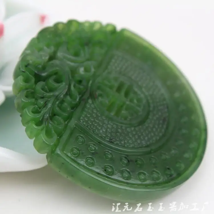 Hetian Jade Russian Jasper Mine Timber Level Spinach Green Lucky Pixiu Double Pixiu Pendant Men And Women
