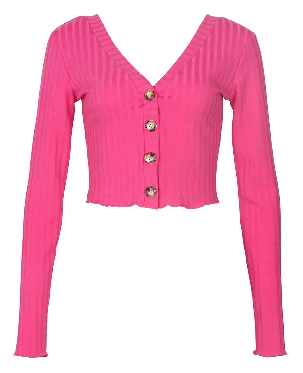 Pink Новинка, белые сексуальные топы, женские короткие топы с вырезом лодочкой и пуговицами в пупок, вечерние рубашки для ночного клуба, тонкие одноцветные футболки GV757 - Цвет: Pink