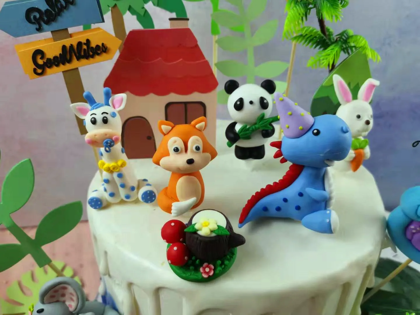 Милые топперы для торта на день рождения лесные животные Тигры Панда Силиконовые белки Животные модели для детей Топпер для торта «С Днем Рождения»