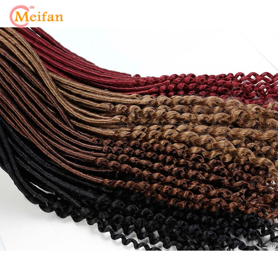MEIFAN богиня искусственные локоны в стиле Crochet, заплетённые волосы Мягкий изогнутый конец натуральные синтетические косички, коричневого, красного цвета, наращивание волос для Для женщин