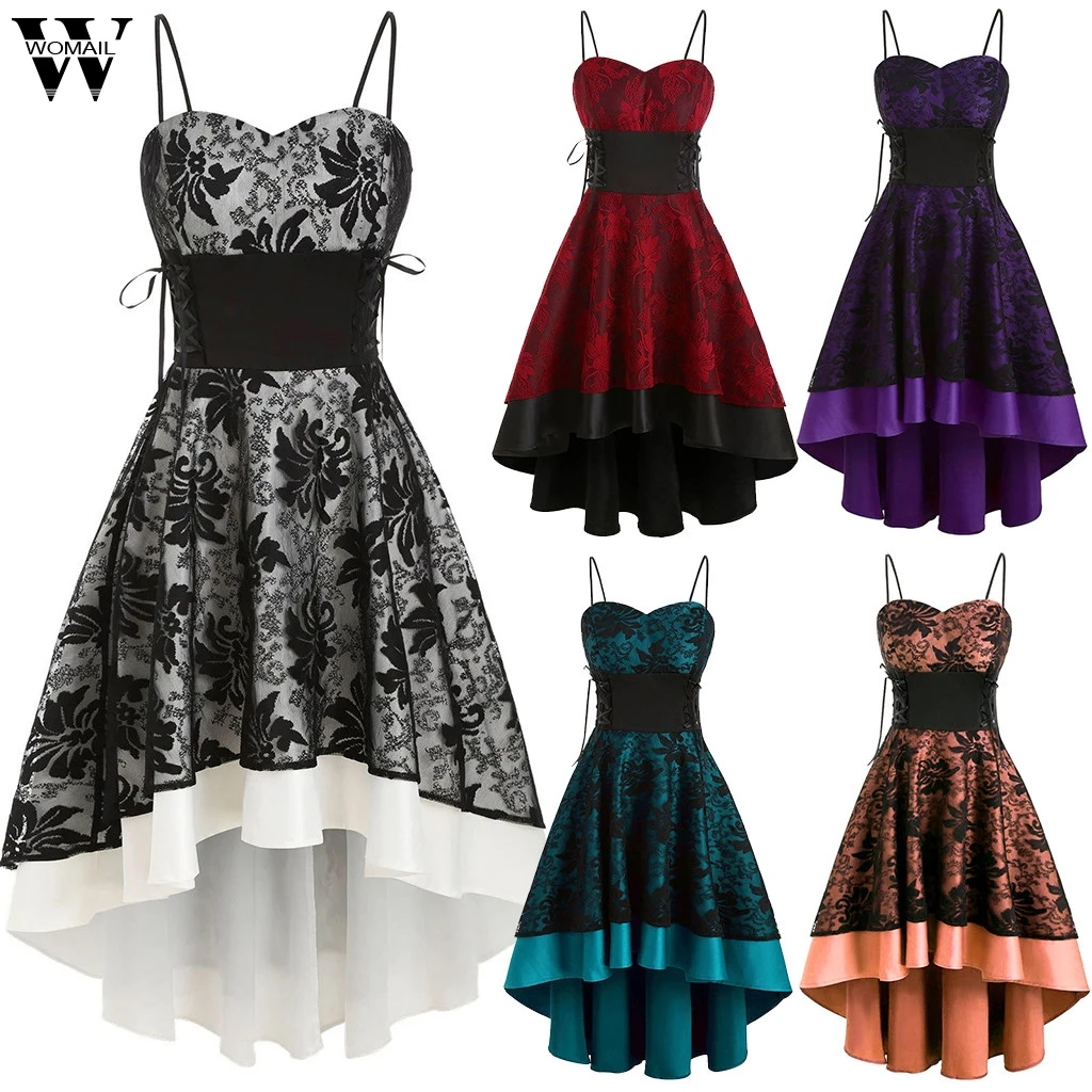 

Womail Dress Women fashion Cami Dress Lace Backless Irregular Slim Fit Dress Streetwear Solid Lady Party Dresses Sexy Night P918