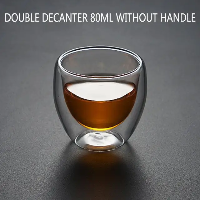 No handle 80ml Прозрачная стеклянная чашка для кофе, молока, виски, чая, пива, двойная креативная термостойкая для здоровья и защиты окружающей среды - Цвет: No handle 80ml