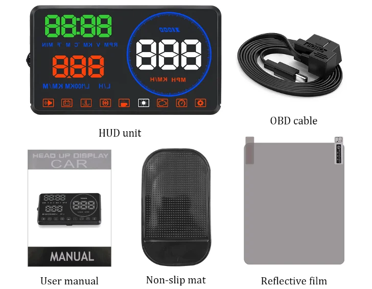 HUD OBD2 Спидометр об/мин темп вольт Head Up дисплей Автомобильный цифровой с гудение сигнализации вождения усталость лобовое стекло проектор M9