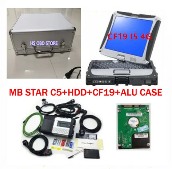 Новейший,12 в ssd для mb star c5 sd диагностический инструмент sd Подключение c5 с ноутбуком CF-19 сенсорный экран i5cpu alu чехол Подарок