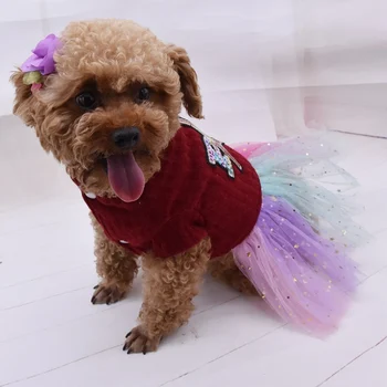 

Pet Autumn Winter Warm Costume Dog Girls Colorful Fashion Dress For For Small Medium Dogs Puppy Yorkshire Outfit NEW! NEW!