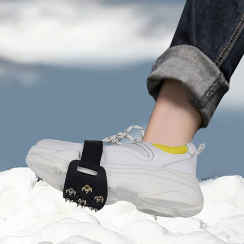 

1 pair 7-Stud Snow Ice claw Climbing Anti Slip Spikes Grips Crampon Cleats Shoes Cover for women men Boots Cover size 35-43