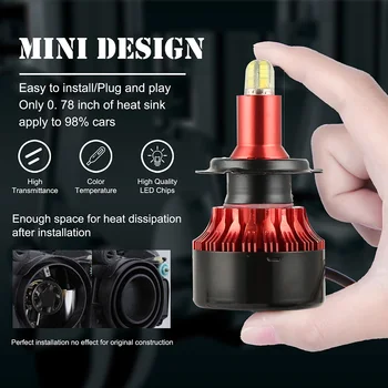 

Car LED Headlight White Replacement Bulb Motorcycles 1 Pair Parts Set 200W 65x35mm