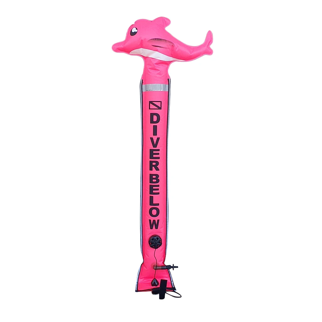 SMB Surface Marker Buoy Inflatable Signal Tube Float for Scuba Diving Divers - Funny Dolphin Design 