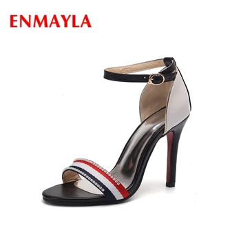 

ENMAYLA Women Sandals Summer High Heels Open Toe Ankle Strap Shoes Woman Thin Heel Sandals Female ZYL377