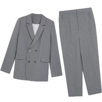 

Work Fashion Pant Suits 2 Piece Set for Women Blazer Jacket & Trouser Office Lady Slim Casual Fashion Suit Spring summer 2020
