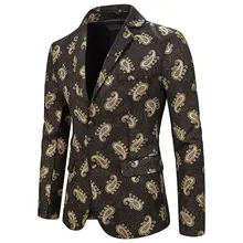 PUIMENTIUA 2019 Men Blazer Floral Printed Slim Fit Blazer Single Button Men's Blazer Suit Jacket Outerwear Coat Americana Hombre