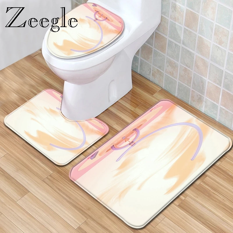 Zeegle Bath Mat Bathroom Set Water Absorption Toilet Rug Toilet Seat Cover Shower Room Anti-slip Foot Rug Modern Toilet Carpet