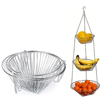 

3-Layer Wire Hanging Flower Rack Simple Storage Basket Modern Home Kitchen Fruit And Vegetable Storage Hanging Basket