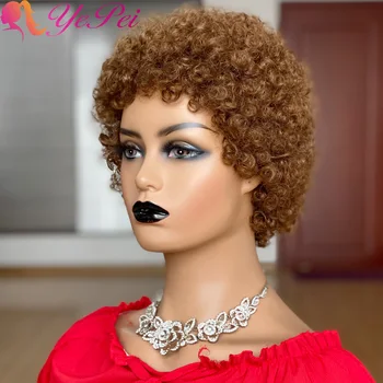 

Short Afro Kinky Curly Wig Pixie Cut Wigs Brazilian Remy Hair Afro Puff Human Hair Wigs For Women Full Mahine Made Wigs