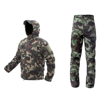 

Camouflage Hunting Clothing Shark Skin Soft Shell Lurker Tad V 4.0 Outdoor Tactical Military Fleece Jacket + Uniform Pants Suits