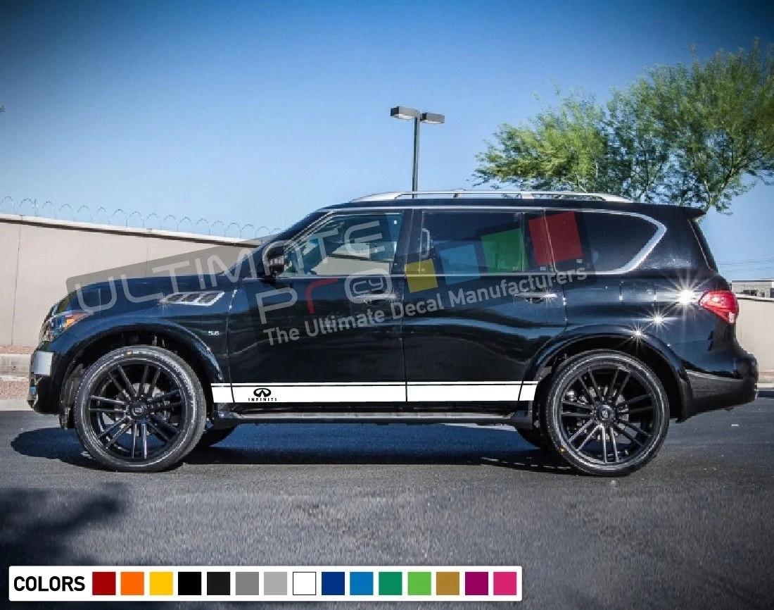 

For 2x Decal Sticker Stripe Kit for Infiniti QX80 Xenon Light Wing Spare Wheel Rack