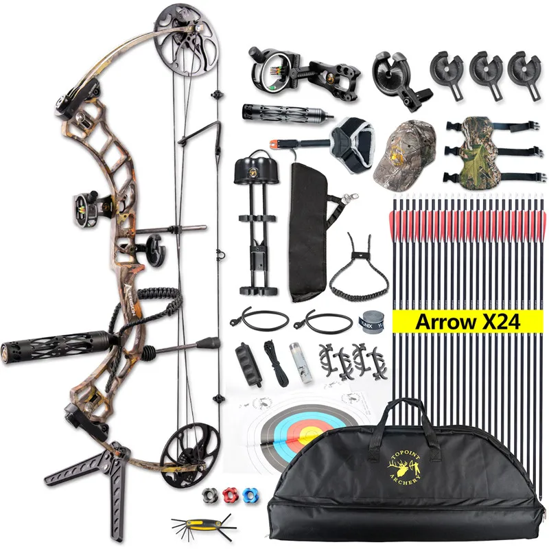 1Set Tournament Compound Bow 19-70lbs Adjustable Import Limb Archery Professional Shooting with Bow and Arrow Set Accessories