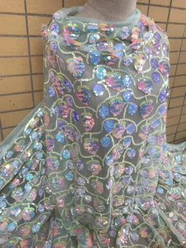 

shinning embroidered Mesh Tulle fabric with sequins Factory price SYJ-598814 sequins Nigerian lace fabrics