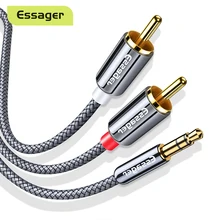 Кабель Essager RCA Aux с разъемом 3,5 мм на 2 RCA, аудиокабель 3,5 мм на 2 RCA, Штекерный адаптер, сплиттер для ТВ-приставки, провод для колонок apple TV, шнур Кабель Essager RCA Aux с разъемом 3,5 мм на 2 RCA, аудиокабель 3,5 мм на 2 RCA, Штекерный адаптер, сплиттер для ТВ-приставки, провод для колонок apple TV, шнур