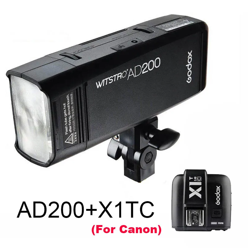 Godox AD200 200Ws 2,4 г ttl Карманный стробоскоп 1/8000 HSS беспроводной монолайт с батареей голые лампы/Speedlite Fresnel Flash Head - Цвет: AD200 with X1TC