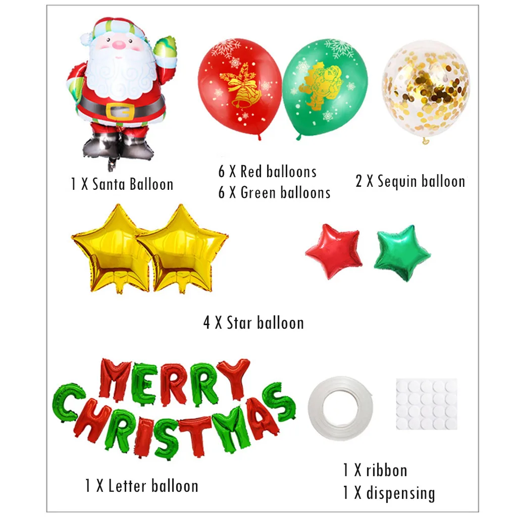 Merry Christmas Hanging Decoration Santa Balloons Banner Set Home Party Decor Christmas Tree Decorations Dropshipping /d