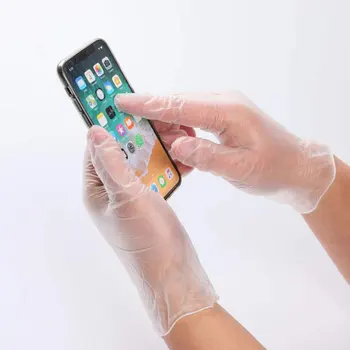 

50pcs PVC Gloves Household Universal Disposable Garden Rubber Gloves Disposable Gloves White Kitchen Right Hand Glove