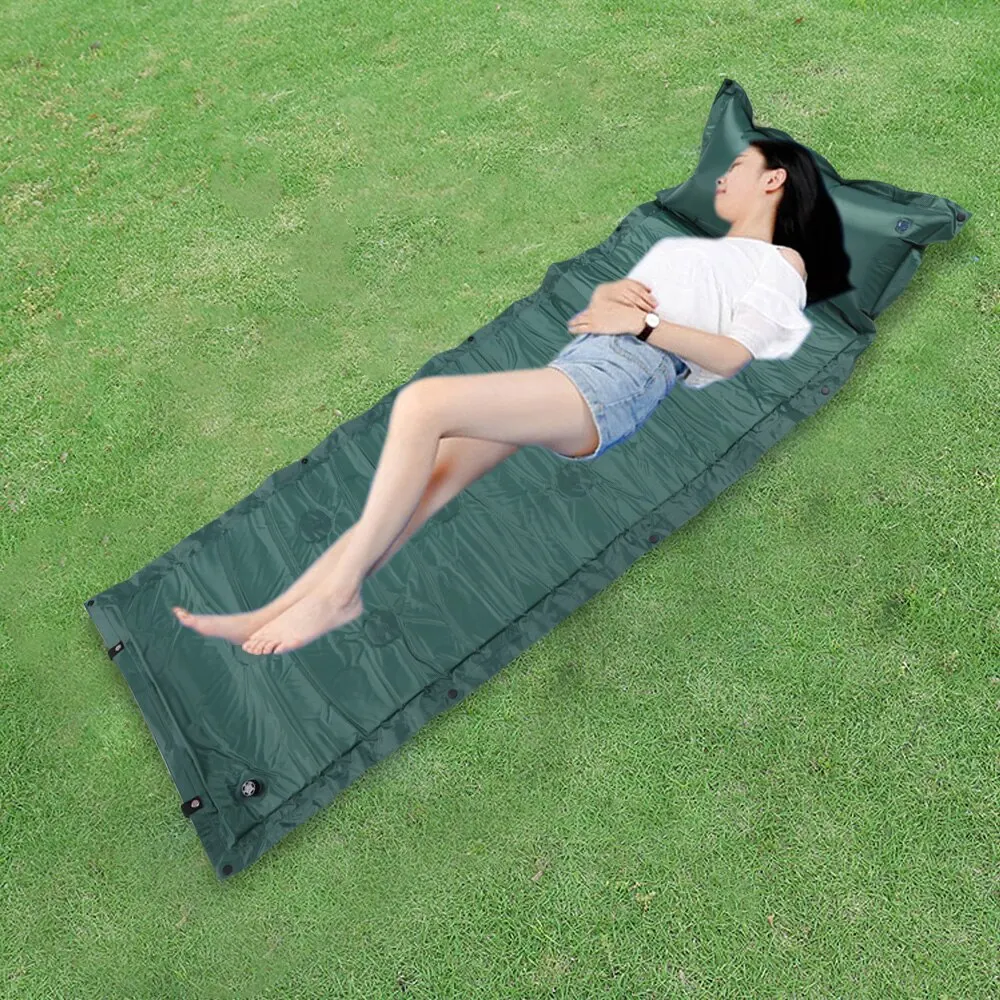 Soft Sleeping Bed Self Inflating Camping Roll Mat Inflatable Pillow Air Mattress Bag Camping Pad Picnic Beach Mat Sand Mat Z25