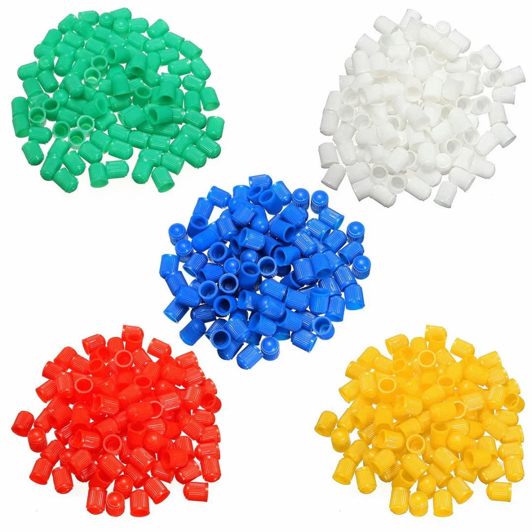 New100pcs12x10x8mmPlasticTyreStemValveCapsDustCoverWhiteBlue
