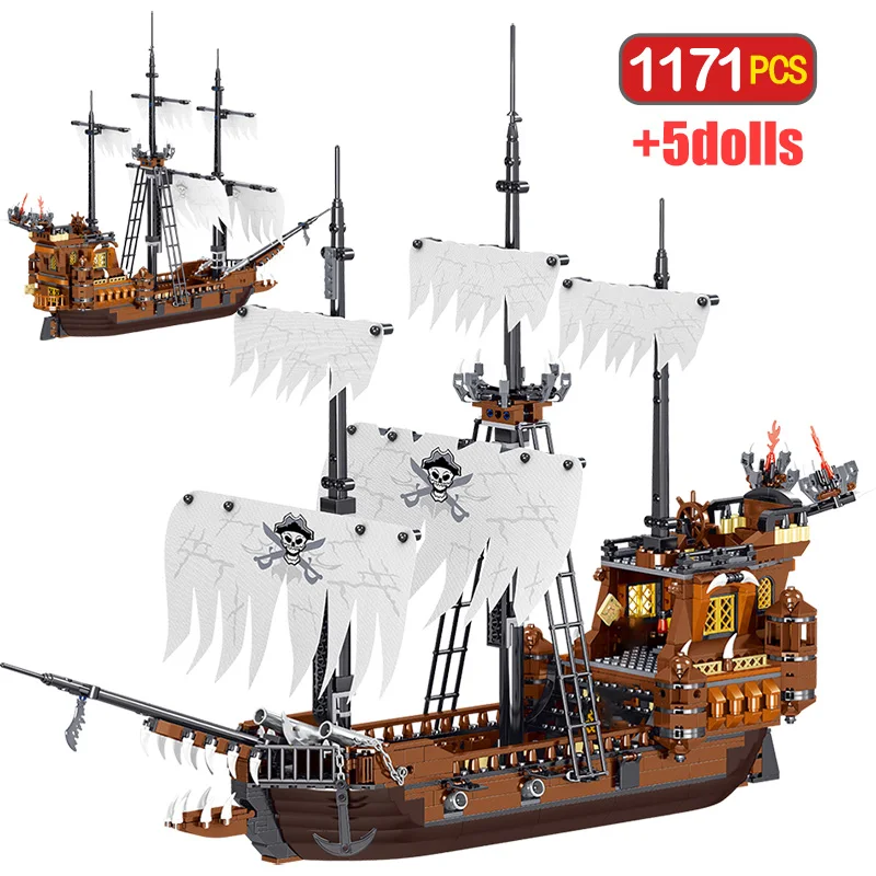 Photo Product 1171pcs Creator Pirates of the Caribbean Ship Model Building Blocks MoviesTechnical Boat Figures Bricks Enlighten Toys for Kids