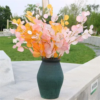 

20Pcs Fake Long Stem Apple Leaf 34.65" Length Simulation Round Eucalyptus for Wedding Home Decorative Artificial Plants