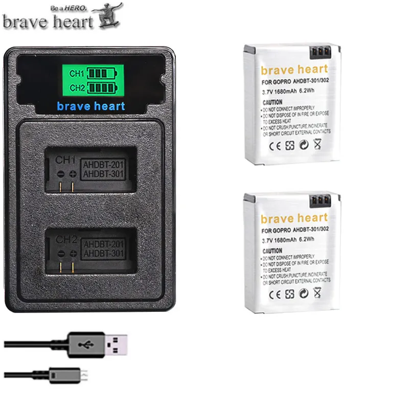 charger and 2battery Аккумулятор bateria hero 3 gopro hero3 с высокой емкостью+ TYPE-C Зарядное устройство USB+ чехол для аккумулятора для GoPro go pro hero 3 3+ аксессуары для камеры - Цвет: charger and 2battery
