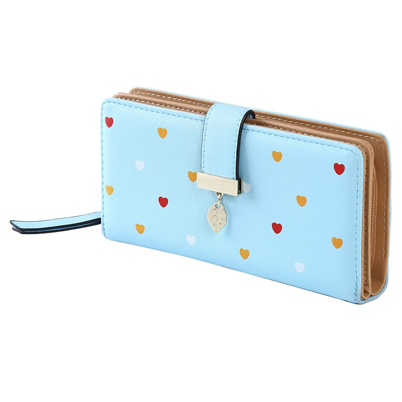 Women Long Clutch Wallet Large Capacity Wallets Female Purse Lady Purses Card Carteras Zipper Purse Strap Money Bag - Цвет: blue