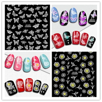 

Nail stickers White transparent nail stickers, butterfly nail decals