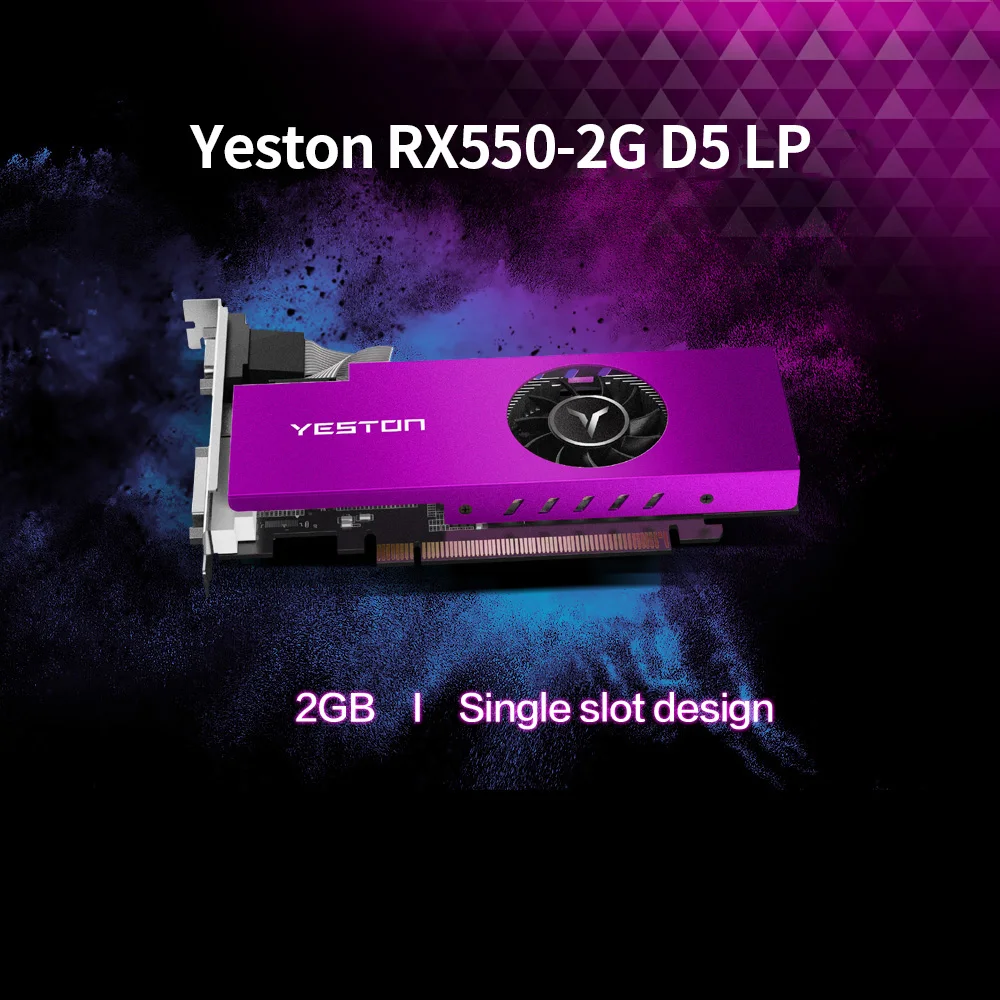 Видеокарта Yeston RX550 2G D5 LP игровая графическая карта 1183/6000 МГц 2 ГБ/64 бит/GDDR5