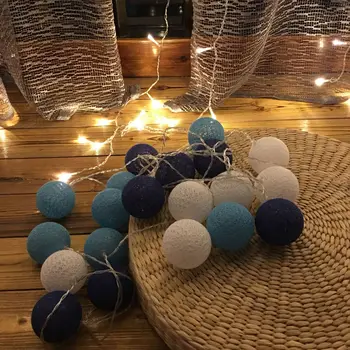 

Indoor LED Light String Holiday Christmas Lights Decorative Fairy Garland 3.5cm-6cm Cotton Ball Party Wedding Diy Decoration