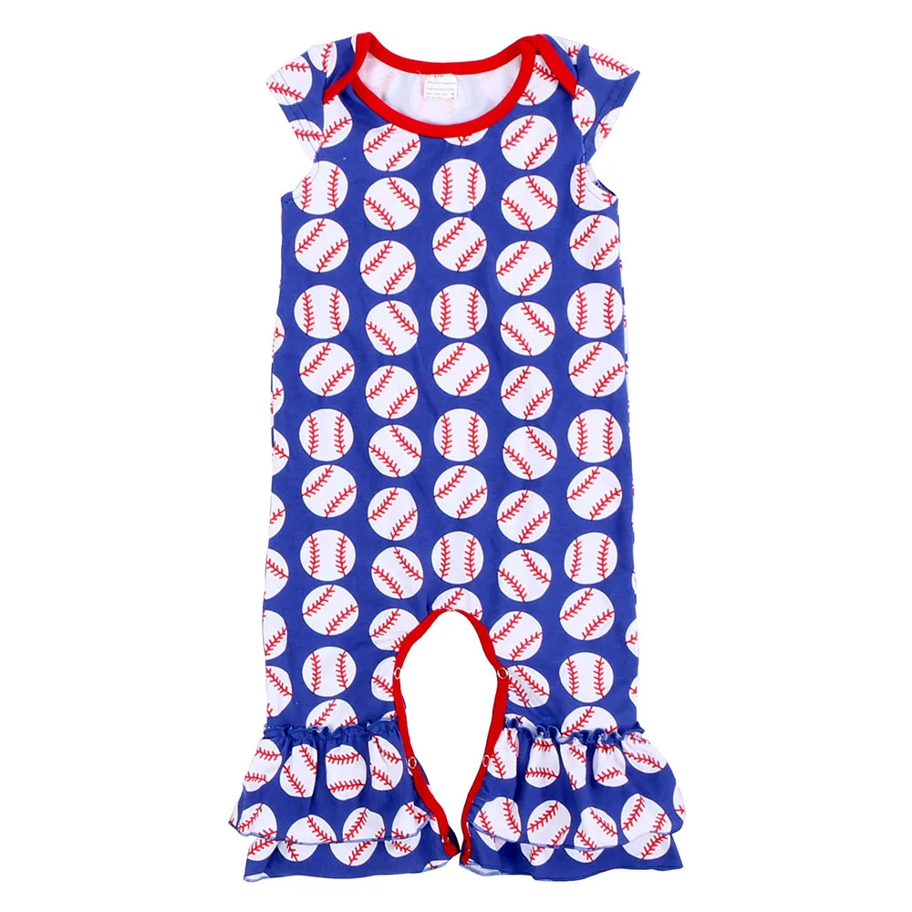 Purple gold tiger custom print Infant clothes red blue football baseball Romper baby gown for summer football baseball season