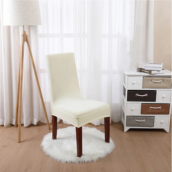 Beige Роскошные Однотонные эластичные Чехлы для обеденных стульев из спандекса, чехлы для гостиной, дома, вечерние, свадебные, декоративные чехлы для стульев - Цвет: Beige