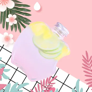 

10pcs PET creative apple shape cold drink bottle 400ml transparent plastic bottle disposable fruit juice milk tea cup with cover