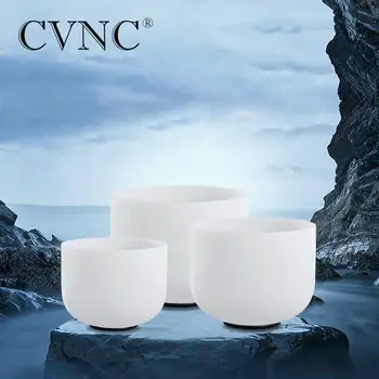 

CVNC 6" 8" 10" Frosted Quartz Crystal Singing Bowl Chakra Set 3pcs