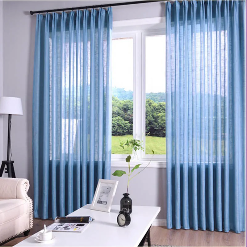 Современные однотонные синие/бежевые/зеленые тюлевые отвесные занавески s для гостиной, кухни, двери, занавески, эркер HM062#40