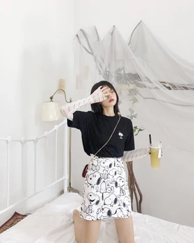 

2020 summer new foreign style printed short wave super fire net red ins printed skirt